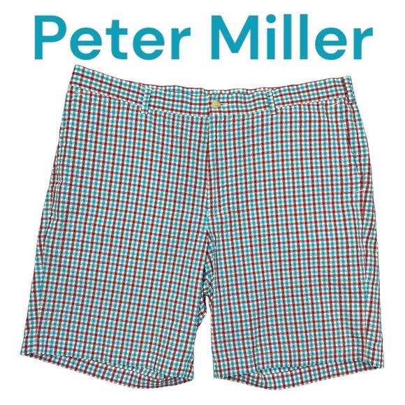Peter Millar Other - Peter Millar Crown Sports Featherweight Seersucker Men's Red Blue Golf Shorts 38